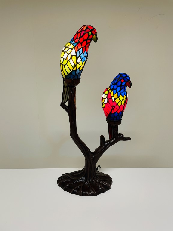 Tischlampe Tiffany 2 Papageien