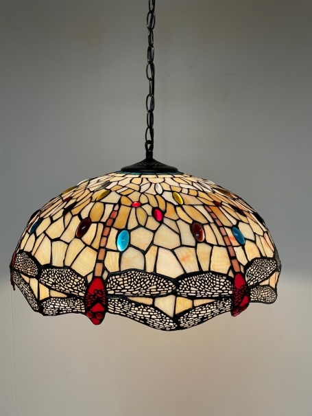 Tiffany Hängelampe 55cm Dragonfly 3 Fassungen