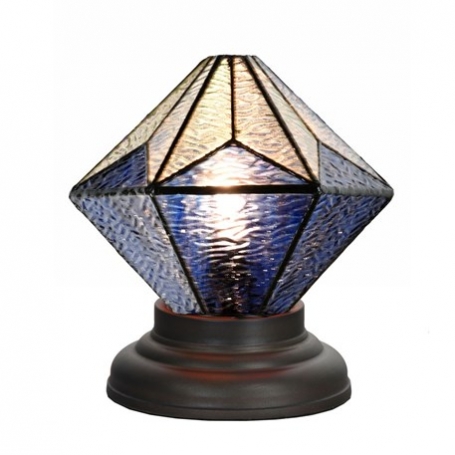 Niedrige Tiffany Tischlampe Akira Blue