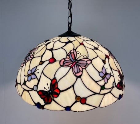Tiffany Hängelampe Ø 50cm Papillon -98 3 Fassungen