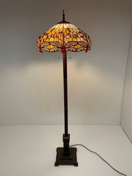 Tiffany Stehlampe Ø49cm Beige Dragonfly Base II