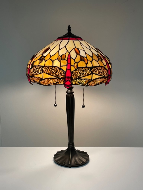 Tiffany Tischlampe Ø 40cm Beige Dragonfly 5950