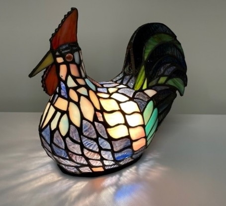 Tischlampe Tiffany Hahn